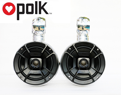Pair of 6.5in single pods Polk DB652 300Watt marine speakers installed (for US lower 48 states only)
