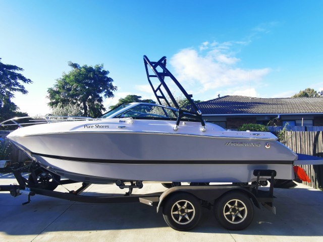 Reborn Launch Wakeboard Tower Polished Plus Pro3 With Bimini Top Package - Complete Setup