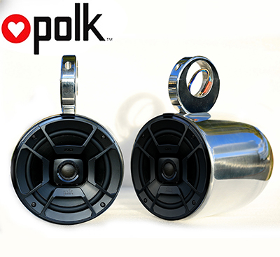 Pair of 6.5in single pods Polk DB652 300Watt marine speakers installed (for US lower 48 states only)